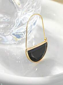 一对创意百搭优雅半圆形水晶耳环，奢华简约珠宝礼品，适合女性日常、派对、旅行佩戴 - 彩色 - 查看 10