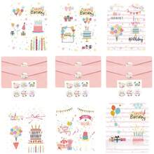 Bộ 24 món, 12 thiệp + 12 phong bì, thiệp chúc mừng sinh nhật trẻ em mới, trang nhã, kèm phong bì giấy, thiệp nhỏ với những lời chúc tốt lành. - Bộ - Xem 3