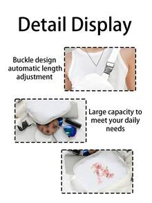 Women's Fashionable Outdoor Waist Pack, White Sun Hat Features A Unique Pink Rose Design And Lettering. Running Waist Bag, Women's Crossbody Chest Bag With Adjustable Shoulder Strap, Suitable For Daily Use, Outdoors,Travel Essential - Multicolor - View 8