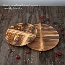 传统通用木质锅盖 22-34cm 防烫铁锅盖 圆形杉木锅盖 厨具配件 厨房用品 - 棕色 - 查看 9