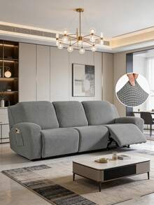 1/2/3 Seater Recliner Sofa Covers Stretch Jacquard Reclining Couch Covers For Reclining Sofa Relax Armchair Slipcovers Furniture Covers, 4pcs/6pcs/8pcs - Light Grey - View 10