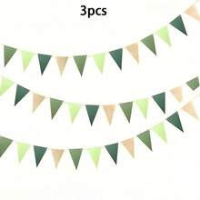 Metallic Gold & Green Triangle Pennant Banner, Baby Shower Bridal Party Birthday Bachelorette Engagement Decoration, St. Patrick's Day Carnival Christmas New Year Outdoor Garden Hanging Flags - Multicolor - View 15