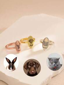 1 chiếc nhẫn ảnh tùy chỉnh, nhẫn hình bầu dục khắc tên và ảnh thú cưng, khắc ảnh chó hoặc mèo, có thể đeo chồng lên nhau, quà tặng cá nhân hóa cho mẹ, quà tặng cho người yêu thú cưng, quà tặng Ngày của Mẹ, nhẫn tùy chỉnh, trang sức mùa hè, quà tặng kỷ niệm. - Nhiều màu - Xem 5