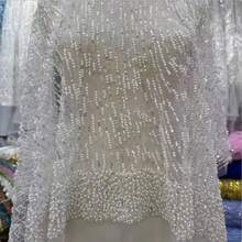 Vải ren đính sequin cao cấp kiểu châu Phi dành cho cô dâu chú rể năm 2026, chất lượng cao, vải tuyn thêu kiểu Pháp Nigeria, thích hợp để may vá. - B - Xem 2