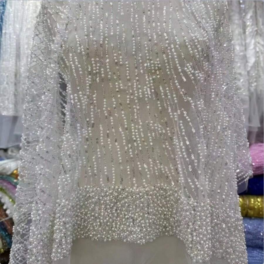 Vải ren đính sequin cao cấp kiểu châu Phi dành cho cô dâu chú rể năm 2026, chất lượng cao, vải tuyn thêu kiểu Pháp Nigeria, thích hợp để may vá.