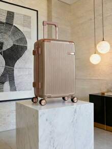 Carry-On Suitcase For Domestic And International Travel, 4 Double Wheels, 360° Rotating Lock, Built-In Padlock - 香檳色 - 查看 1