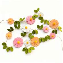 1pc Pink, Ivory White And Wheat Color Felt Daisy Garland Decoration - 2 Fashion/Wild Party Accessories - Jungle Party Decor - Daisy Wall Decoration - Multicolor - View 11