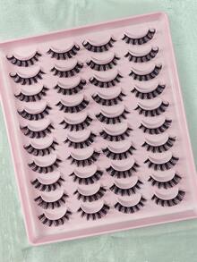 20 Pairs Fluffy Wispy Strip Lashes - D Curl Faux Mink Eyelashes, Long Lasting Natural Look, Charming Lashes. - Black - View 2