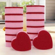 3pcs/1pc Best-Selling Cleaning Sponge Brush - Sponge Dishcloth For Cleaning Sink, Stove, Pots, Dishes And Tableware. Cleaning Tool, Household And Kitchen Supplies. - Love-filled Scouring Pad - View 4