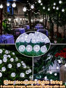 20/50/100颗LED太阳能花园水晶球串灯 - 8种照明模式,IP65防水仙女灯串,户外太阳能泡泡球灯串,营造梦幻灯光效果,适用于花园、庭院、树木、栅栏、墙壁、房屋、阳台装饰,智能光感,更适合家居、派对、婚礼、凉亭、复活节和其他节日装饰(暖白/白/彩色) - 氣泡球燈串 - 查看 9