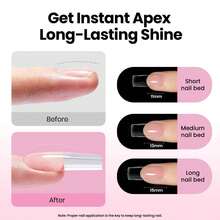 Beetles Tipex Lite Pre-Built Apex Nail Tips Kit, Stiletto Medium, With Tipex Nail Glue,  All-In-One Gel Nail Kit - Tipex Lite-square Long 192pcs Kit - View 3