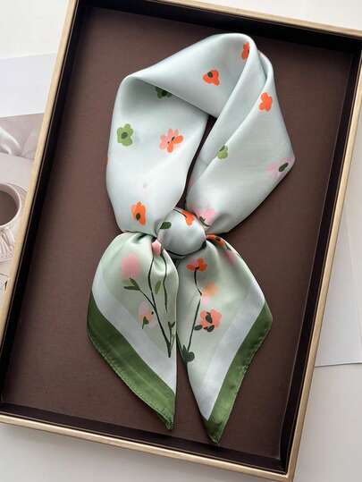 1pc Women's Elegant Retro Printed Thin Satin Scarf, Faux Silk Material, Bohemian Vintage Casual Style, Can Be Used As Scarf Or Shawl, Lightweight And Comfortable, Suitable For Spring/Summer Daily Wear And Outings.,Beach,Holiday