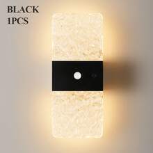現代水晶感應壁燈，LED 智慧感應壓克力壁燈，無線 LED 壁燈，電池供電夜燈，可調節色溫與亮度，適用於走廊、浴室、臥室、居家裝飾、客廳 - 方形多色 - 查看 20