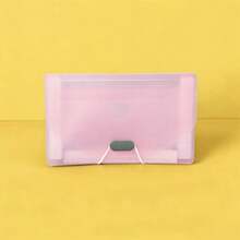 1个马卡龙色半透明风琴式文件袋，可爱简约7格A6尺寸多层带索引标签，办公/学生文件整理袋 - 彩色 - 查看 17