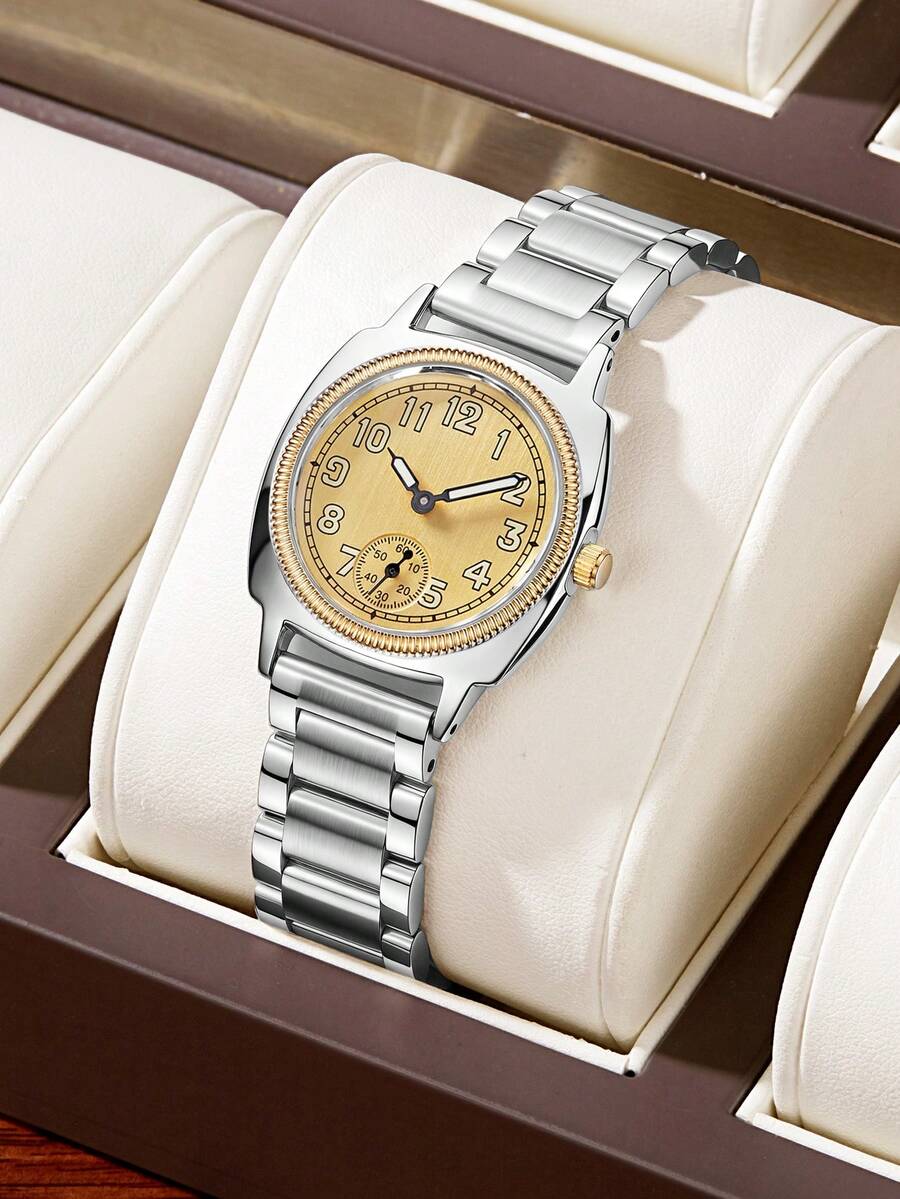 女士复古奢华日系石英表 时尚简约艺术钢带女士手表