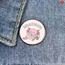 1枚可爱墨西哥钝口螈珐琅胸针 - 慵懒的墨西哥钝口螈胸针，可别在背包、手提包、牛仔裤上，可爱礼物之选 - 彩色 - 查看 5