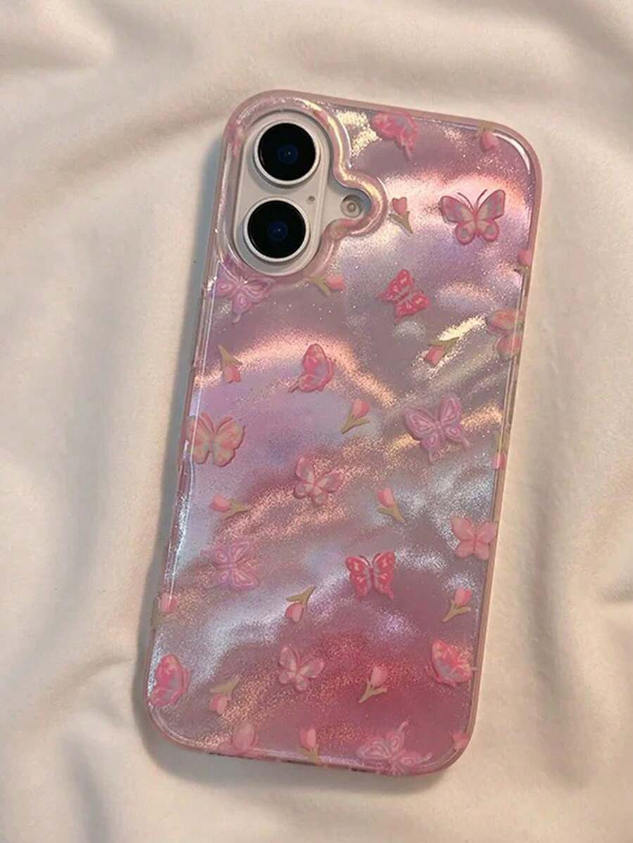 1pc Advanced Retro Glossy Brown Render Satin Pattern Shockproof Protective Phone Cover Case For IPhone17Pro Max 17 16 15 14 13 12 Pro Max 11 Cover - Multicolor - View 1