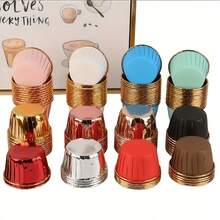 50 Pcs, Round Cake Cups, Paper Loaf Pans, Heat Resistant Paper Cupcake Molds, Paper Baking Catering Containers With Lids, Cake Cups, Cake Molds, Muffin Cups, Greaseproof Paper Cups, Christmas Halloween Thanksgiving Party Cake Cups - Multicolor - View 6