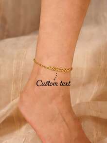 Customized Beach Name Anklet, Personalized Name Butterfly Punk Wedding Outdoor Beach Vacation Travel Waterproof Non-Fading Anklet Tag, Valentine's Day/Christmas Gift - Silver - View 7