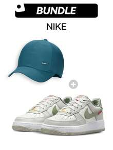 Nike 空军一号 LV8 运动鞋和棒球帽组合套装，女士舒适休闲运动日常穿着套装 HV6000-131 - 帆白/白/淺骨色/橄欖綠-綠色 - 查看 2