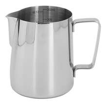 Milk Frothing Pitcher With Latte Art Pen Gloss Sliver 304 Stainless Steel Inner Scale Coffee Steaming Milk Creamer Cup 350ML,Coffee Service Coffee Accessories - 350ML - 查看 3