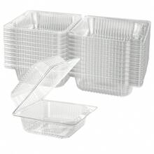 Caja de plástico rectangular transparente desechable con tapa, envase de embalaje para repostería, pasteles, rollos suizos, mochi y ensaladas de verduras - transparente - Ver 3