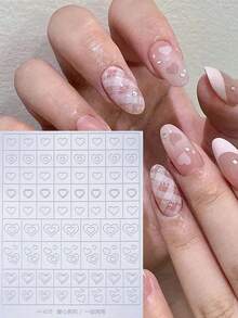 5pcs Nail Art Hollow Stencil Series, Including Spray Gun Template, Auxiliary Tools, Stickers - Eye, Stars, Burst, Bowknot, Heart Patterns, Nail Decorations, Suitable Valentine's Day And Nail Art Supplies Nails - Clear - 查看 5