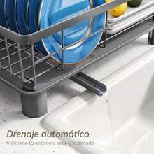 Escurridor De Trastes Acero Inoxidable Pequeño con Estante para Cubiertos Y EscurridorEstantes Fregadero De Cocina para Vasos Sostiene Utensilios. Gris - Gris - Ver 4