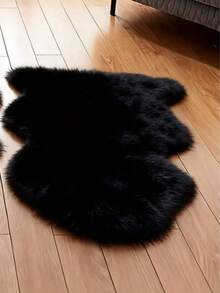 Plush Faux Wool Area Rug - Modern Minimalist Design For Living Room, Bedroom & Home Decor - Soft Suede Backing, Machine Washable - Perfect Winter Gift,Fleece Rugs, Woolen Rugs, Autumn/Winter Rugs, Thickened/Plush - Black - View 22