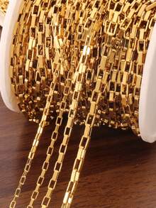 100厘米不锈钢盒式链条，金色空心矩形缆绳链，适用于DIY珠宝制作，项链、手链、脚链、身体链等工艺配件 - 盒仔鏈 - 查看 1