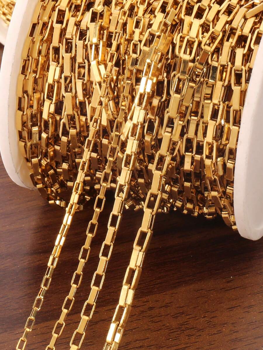 100厘米不锈钢盒式链条,金色空心矩形缆绳链,适用于DIY珠宝制作,项链、手链、脚链、身体链等工艺配件 - 盒仔鏈 - 查看 1