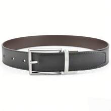 1条男士针扣皮带，时尚百搭，商务休闲男士腰带 - 銀色扣頭 - 查看 5