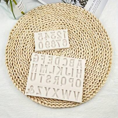 1个字母数字硅胶模具，适用于巧克力、蛋糕装饰、翻糖烘焙DIY手工制作