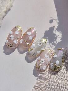 1pc Metal 5D Nail Sticker, Versatile Retro 3D Small Flower Nail Art Decals - Multicolor - View 2