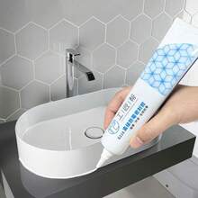 1瓶150克白色防水防霉密封胶，强力粘合剂，适用于厨房、浴室、卫生间，无需钉子（5件赠品：胶嘴、填缝条、填缝去除工具、填缝枪、指套） - G - 查看 2