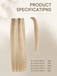 Natural Color Long Straight Wrap-Around Ponytail Hair Extensions, Clip-In Ponytail For Convenient Daily Wear - S18/613 - View 5