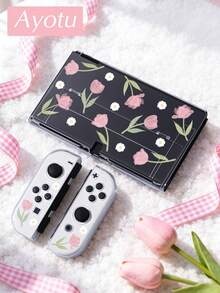 Ayotu 1 pieza Funda protectora transparente ultra delgada de TPU con patrón de tulipán rosa compatible con Switch OLED/Switch/Switch Lite/New Switch 2 (2025) - Admite diseño de acoplamiento, no es necesario retirar, anti-caída y a prueba de polvo, disponible en varios colores - Multicolor - Ver 10