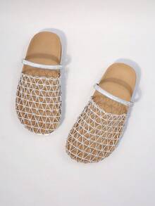 1 Pair Girls Unique Mesh Sandals, Multi-Functional Summer Outdoor Slippers - Silver - View 4