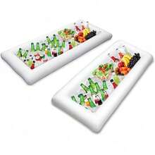 Inflatable Serving Bars Ice Buffet Salad Serving Trays Food Drink Holder Cooler Containers Indoor Outdoor BBQ Picnic Pool Party Supplies Luau Cooler W Drain Plug - White - View 5