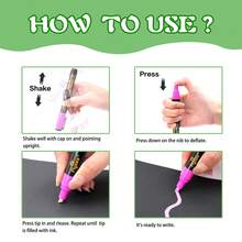 8-12 Colors Erasable Liquid Chalk Markers, Fluorescent Highlighter Pens With 5 Different Tip Sizes, Suitable For Chalkboards, Menus, Windows, Glass And Creative Expression - Multicolor - View 6
