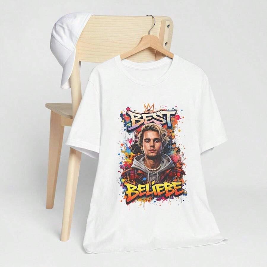 Best Beliebe T-Shirt  Music Fan Tee Street Art Style Uni Bella Canvas - 白色 - 查看 1