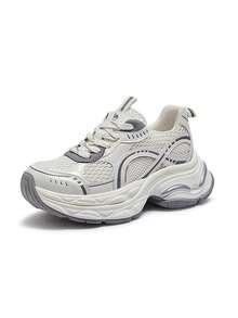 CAMEL CROWN Zapatos de senderismo para mujer - Nuevo estilo de primavera/verano, suela gruesa antideslizante y duradera, zapatillas deportivas - Beige/gris - Ver 1