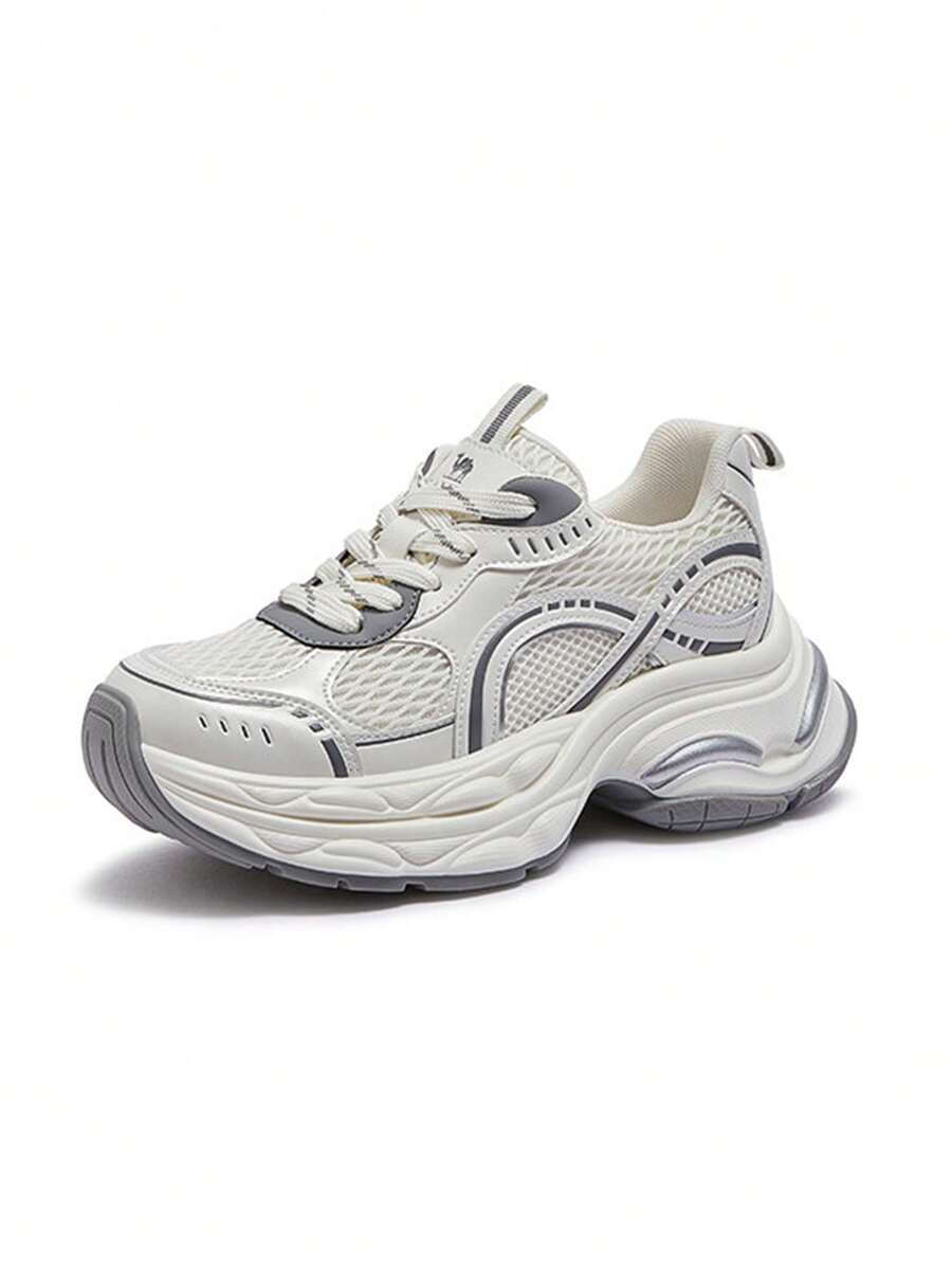 CAMEL CROWN Zapatos de senderismo para mujer - Nuevo estilo de primavera/verano, suela gruesa antideslizante y duradera, zapatillas deportivas - Beige/gris - Ver 1
