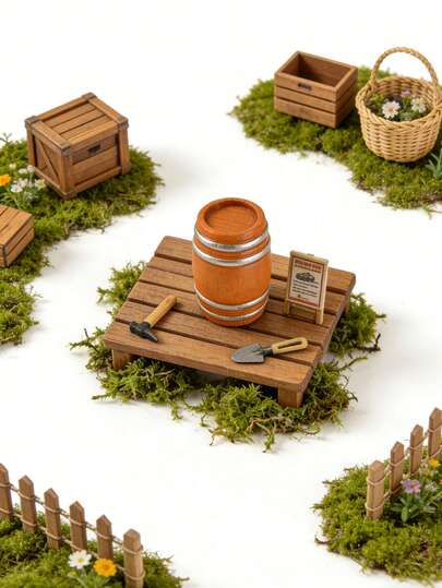 1/3/6/9个迷你复古啤酒桶，适用于娃娃屋，逼真模型，酒吧配件，桌面装饰，手工可爱摆件，3D创意装饰品，迷你酒吧道具，微型家具，展示工艺品，办公桌装饰