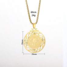 1pc Gothic Round St. Benedict Vintage Stainless Steel Pendant Necklace For Men, Sweater Chain - Silver - View 5