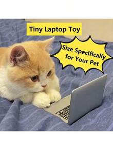 1 món đồ chơi mini hình laptop độc quyền dành cho thú cưng, đồ chơi nhỏ gọn, di động, giống thật cho mèo con. - Bạc - Xem 3