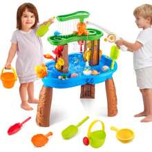 Water Table for Toddlers 3-5 Outdoor Toys for Ages 4-8 3-Tier Sand Water Tables with Fishing Game Set Activity Sensory Table Summer Gift Beach Outside Toys for Toddler Boys - como en la foto - Ver 1
