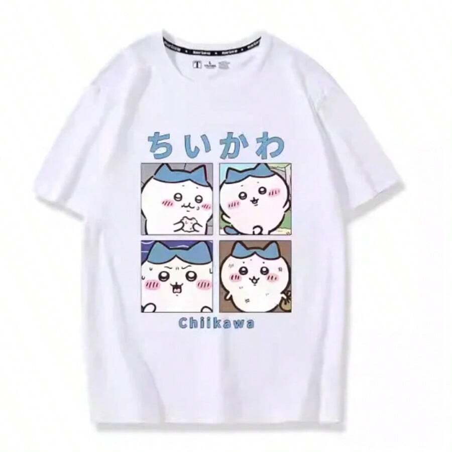 Nuevos productos de moda muy populares de : Camiseta holgada, casual y cómoda de manga corta con estampado de Chiikawa, para mujeres y hombres, elegante y de alta calidad. - 3 - Ver 1