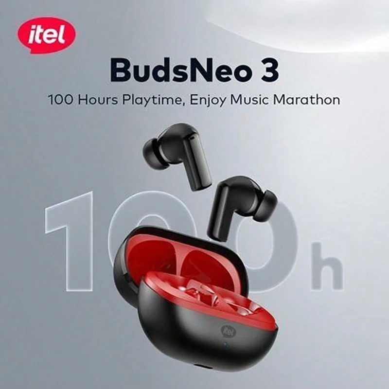 itel BudsNeo 3 Auriculares inalámbricos Bluetooth, cancelación de ruido de llamada AI, hasta 100 horas de duración de batería ultra larga, resistencia al agua IPX5, baja latencia - Ver 1