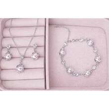 Women's Pearl Necklace + Earrings Set With Delicate Bracelet, 18k Gold Plated - Bông tai, Dây chuyền, Vòng tay, Bạc - Xem 2